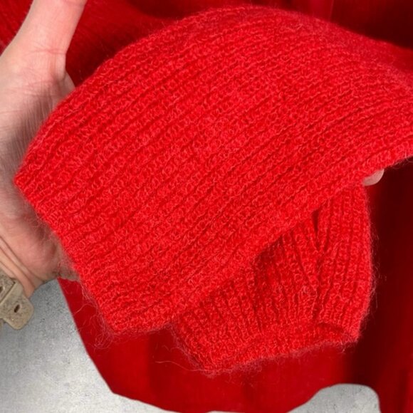 Sezane Cooper Mohair Alpaca Tie Neck Sweater Red Womens Size Medium French Knit - Picture 8 of 14